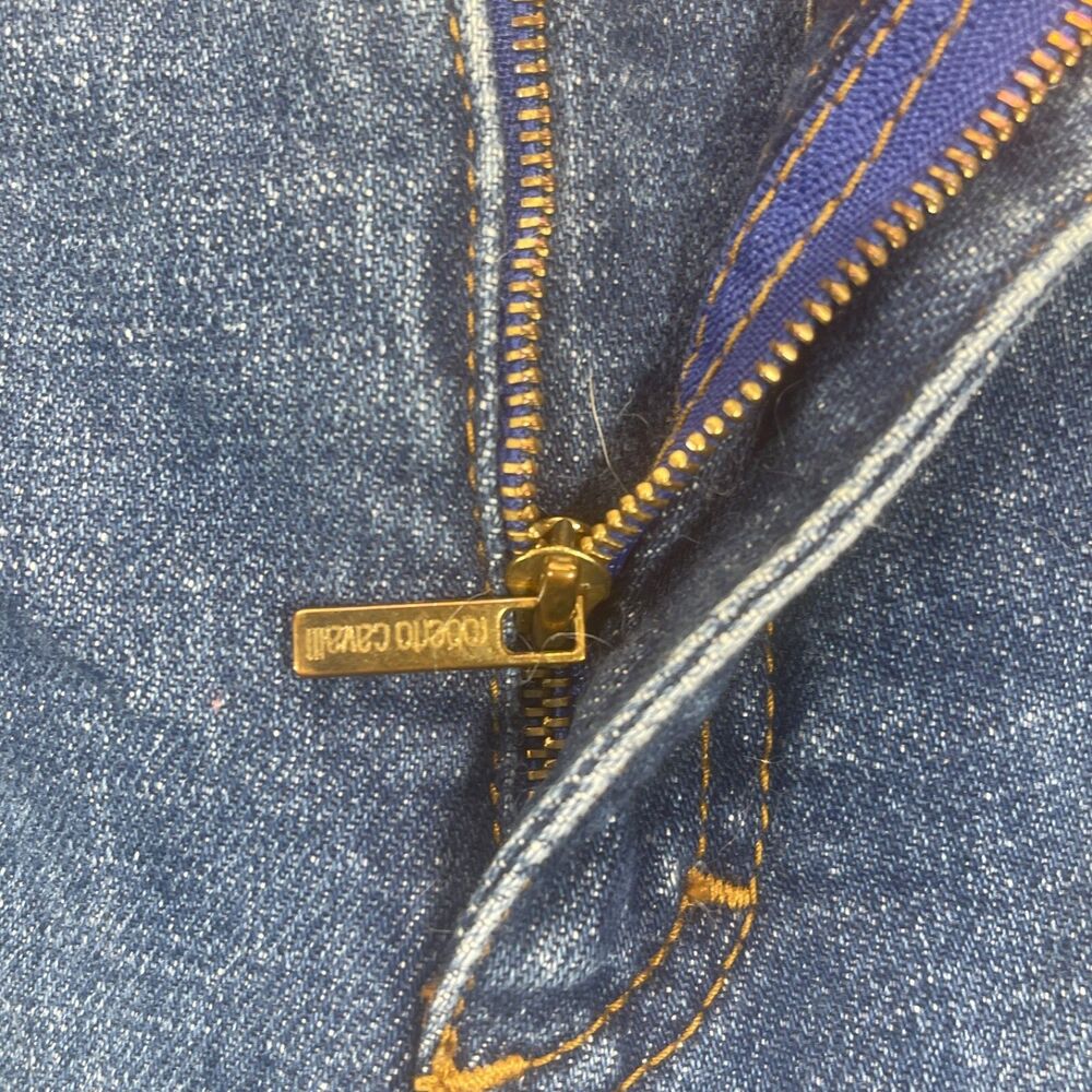 Vintage Roberto Cavalli Jeans Womens Medium 31X32 Satin Velvet Side Panel Boho - Picture 12 of 16